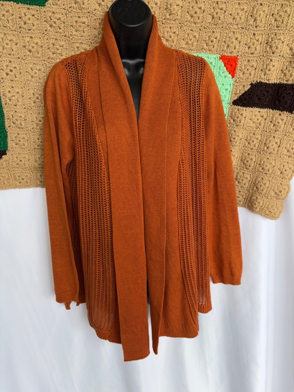NWT Cyrus Mixed Knit Cardigan, Terra Cotta, M, 22” PTP, 28” L
